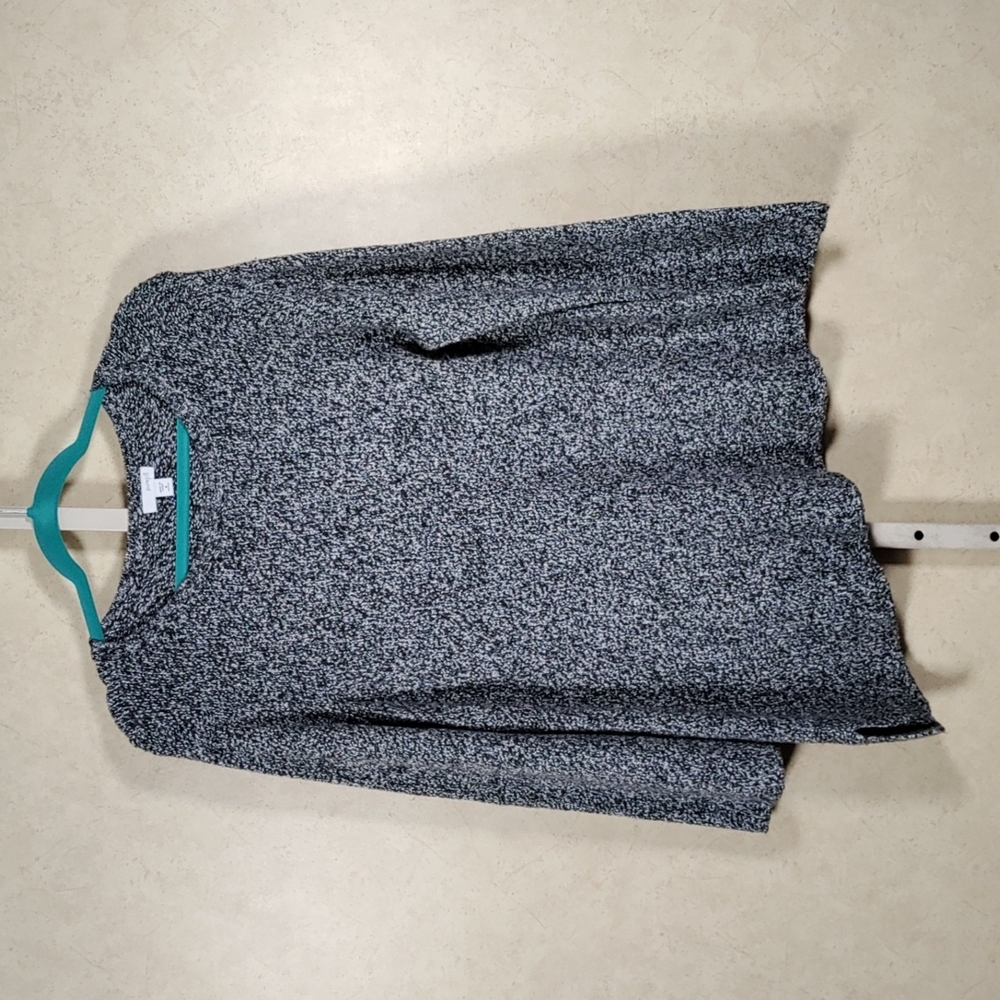 *E078 J. Jill black & white marbled wool blend L/S sweater PM CLEARANCE